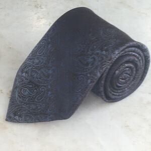 PAUL DIONE BROWN BLUE PAISLEY ALL SILK NECKTIE